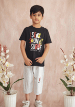 Sea Sound Surf" Kids' Black T-Shirt