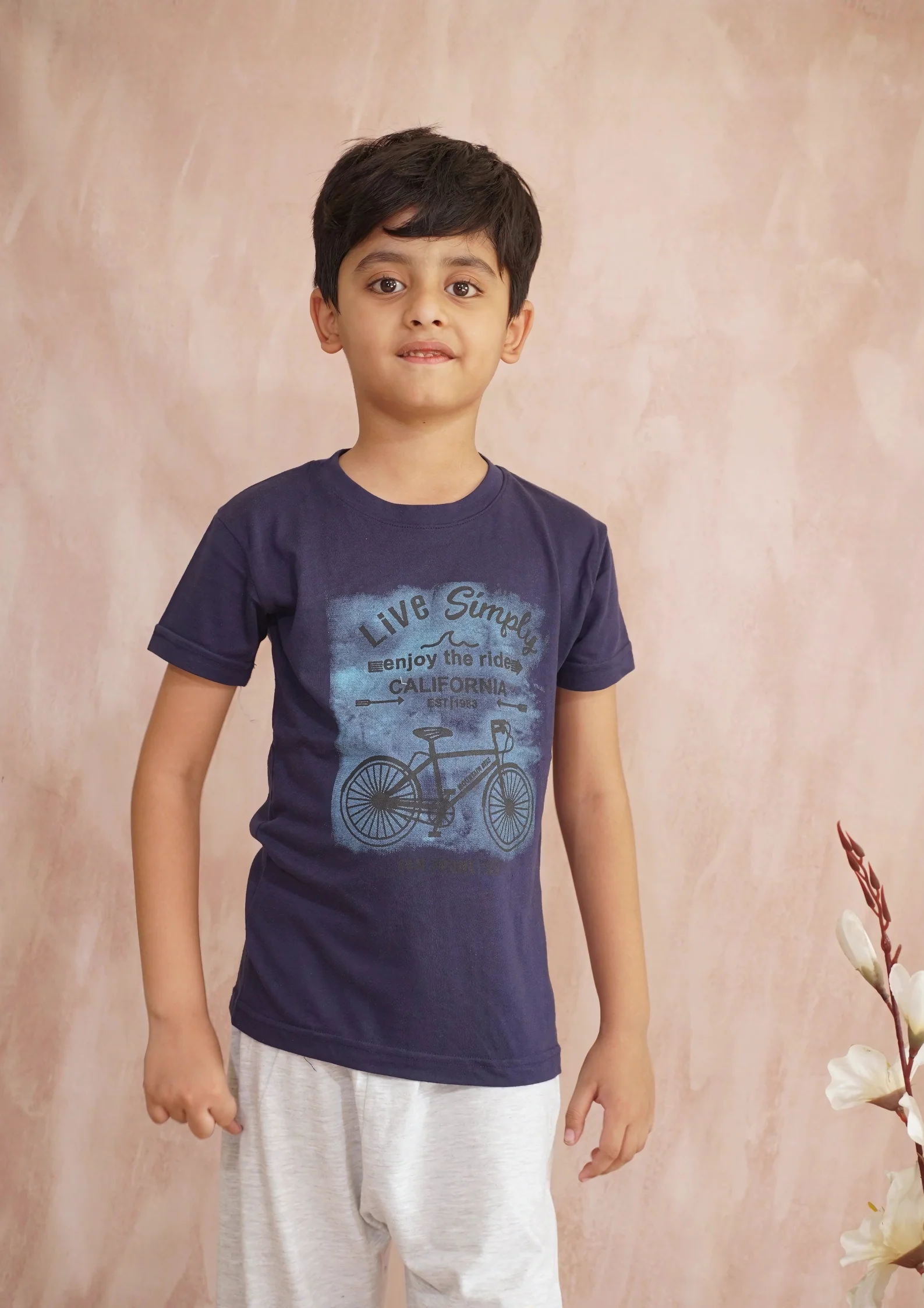 27 Kids' Navy "Live Simply" Bicycle T-Shirt - Image 1