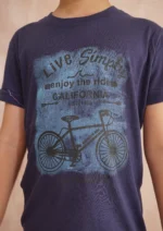 Kids' Navy "Live Simply" Bicycle T-Shirt - Image 5