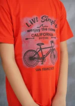 Kids' Red "Live Simply" Bicycle Tee - Image 5