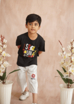 Sea Sound Surf" Kids' Black T-Shirt - Image 2