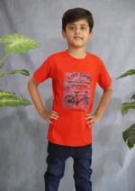Kids' Red "Live Simply" Bicycle Tee