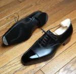 Handmade Mens Black Leather Formal - Image 4